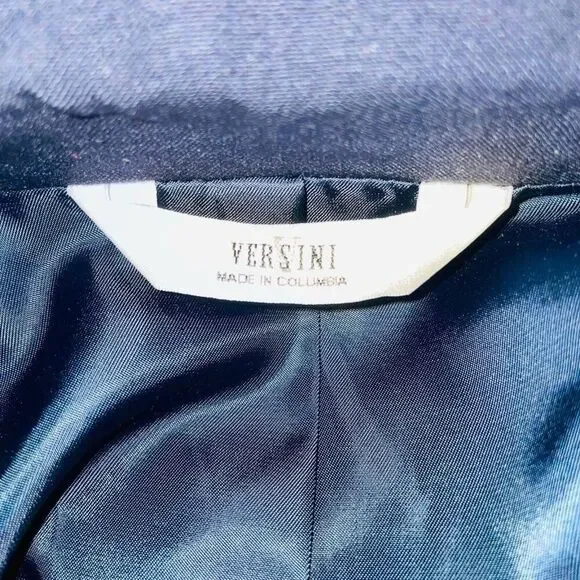 Versini Mens 38L Blazer Black Sports Coat Pockets Wool - Picture 10 of 12